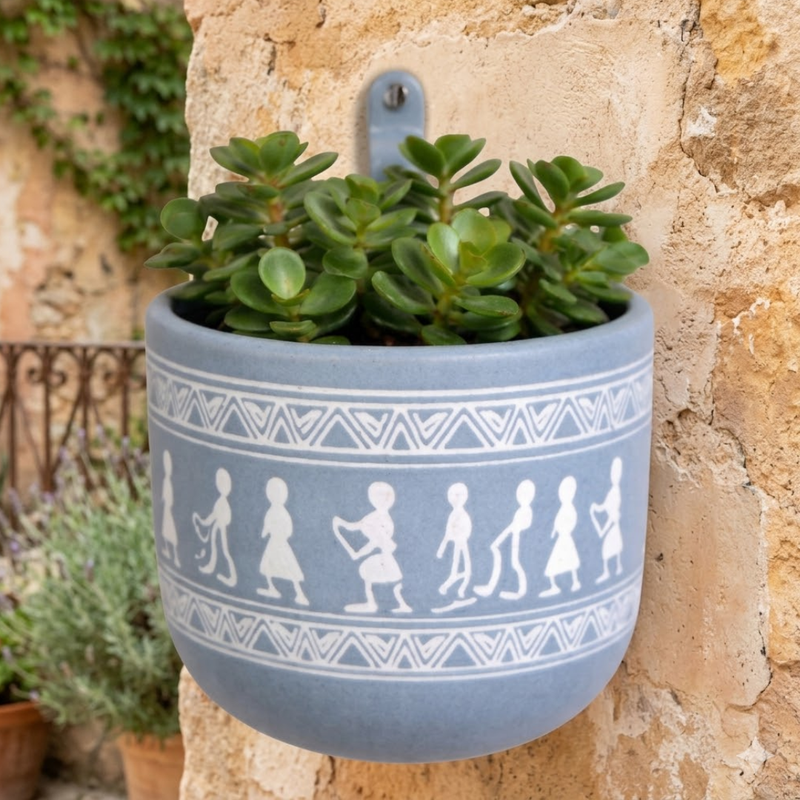 Blue Wall Planter-Hanging Planter-Cute Plant Pot - For Indoor/Outdoor Decor, For Plants, Flowers, And Herbs