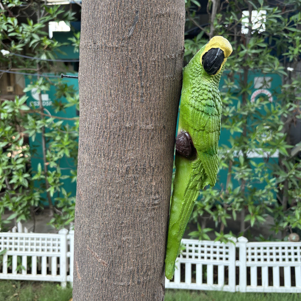 Hanging Green Parrot Garden Figurine