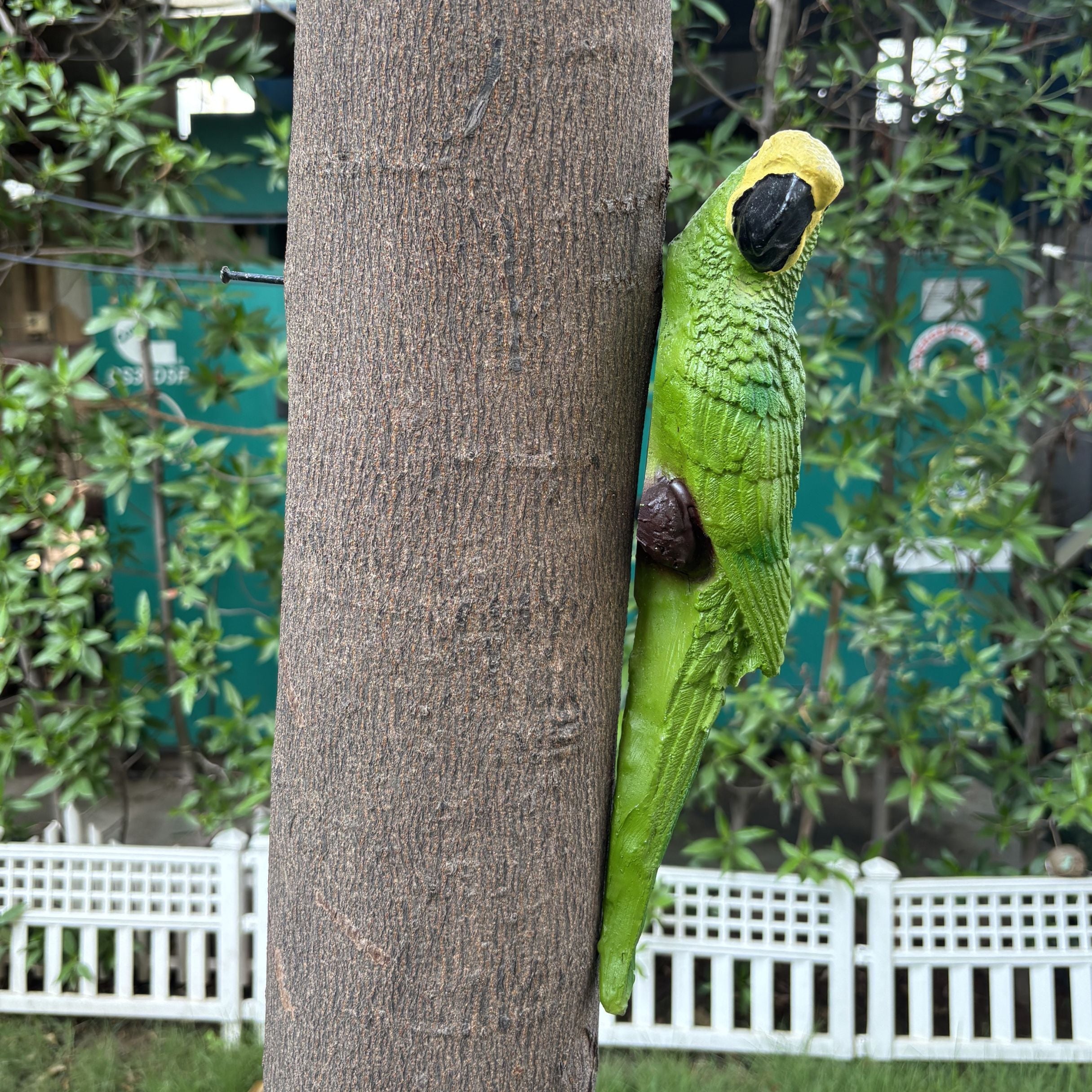 Hanging Green Parrot Garden Figurine