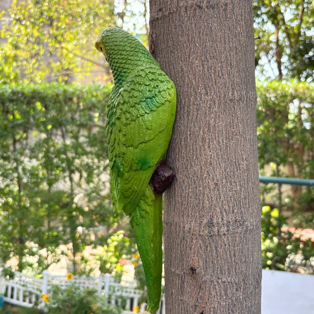 Hanging Green Parrot Garden Figurine