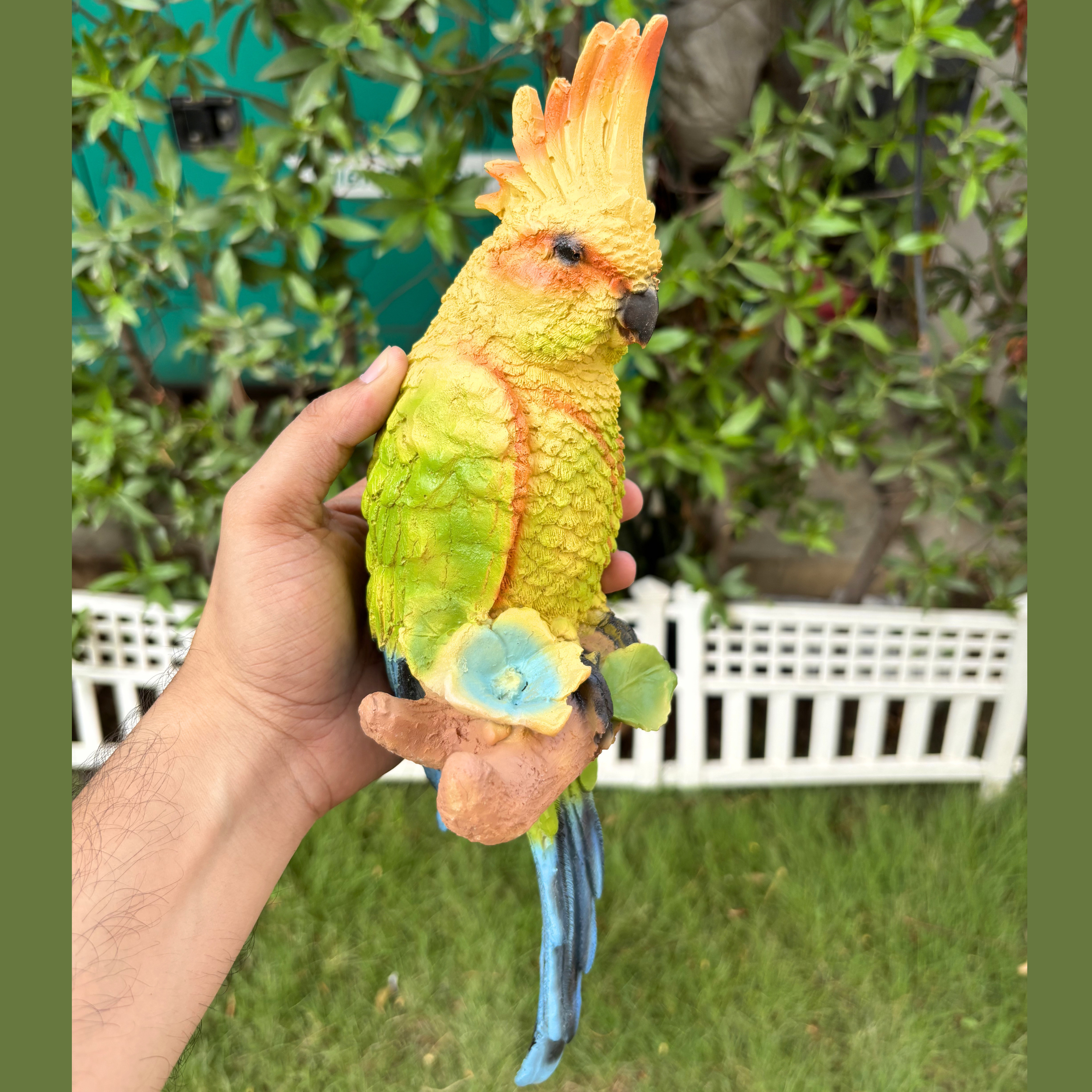 Hanging Green Parrot ( Set of 2 ) Garden Figurine