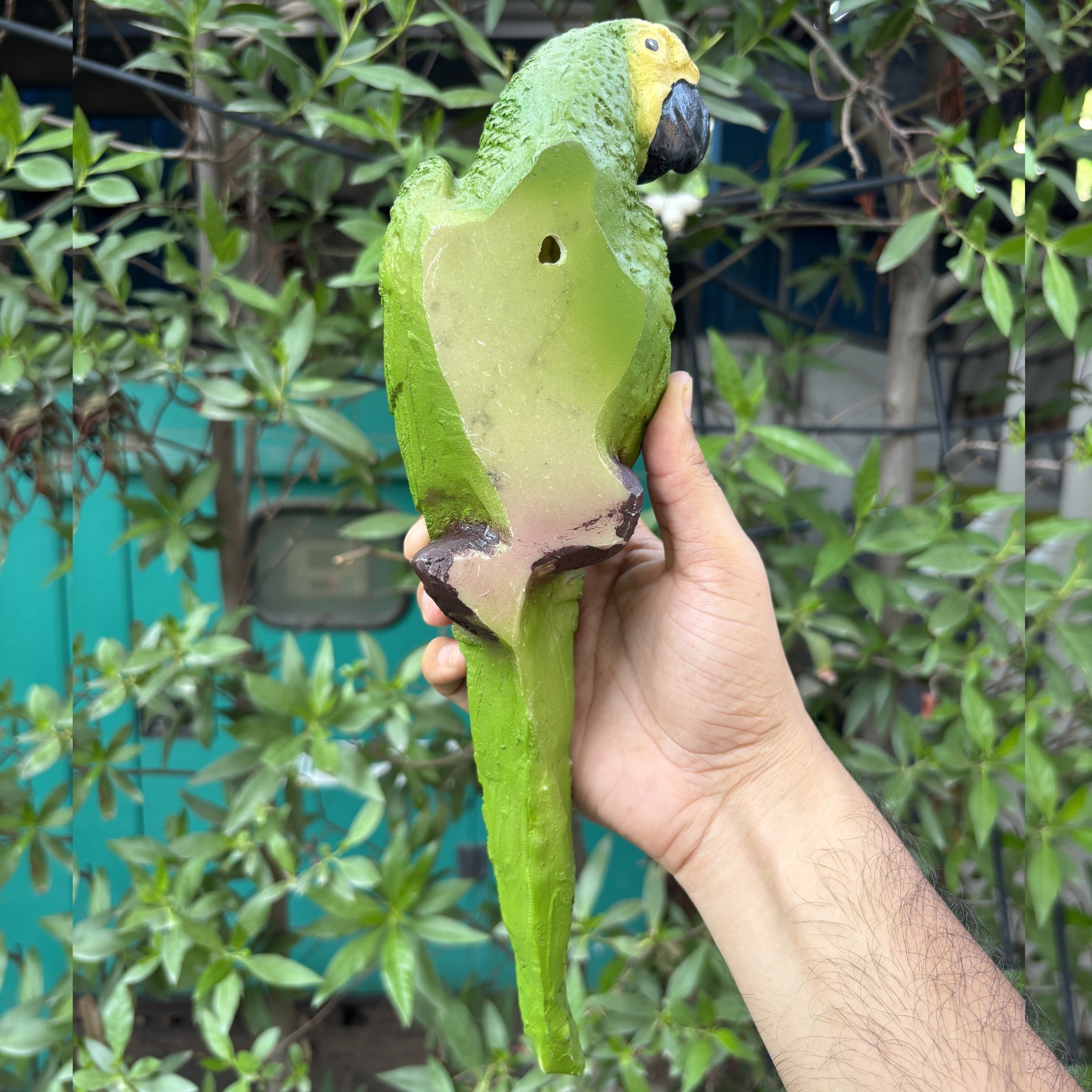 Hanging Green Parrot Garden Figurine