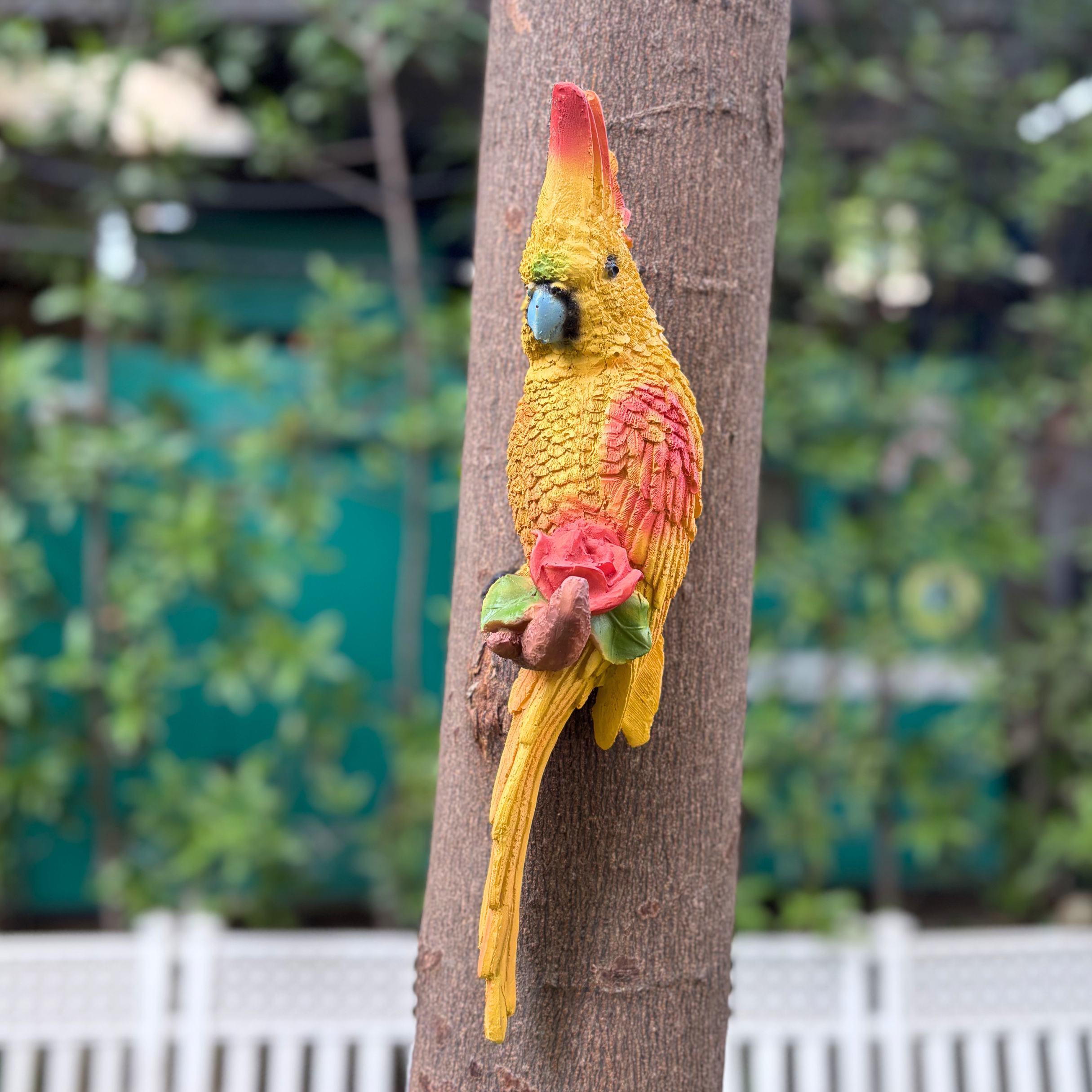 Hanging Green Parrot ( Set of 2 ) Garden Figurine