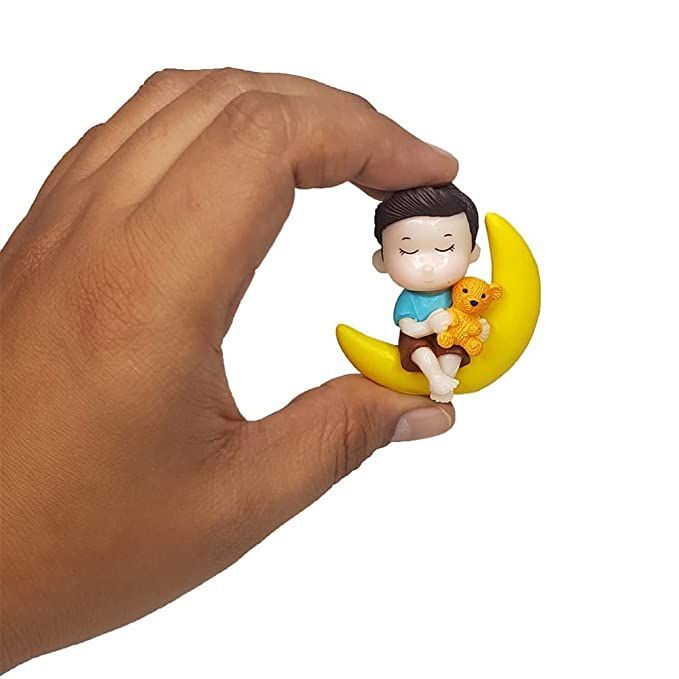 Set of 2 Couple Miniature  Dolls on the moon Boy & Girl| Fairy Garden Accesory| Doll House| Bonsai Tray Graden| Valentine/ Anniversary Gift- Boy- 1.7x0.7x1.8, Girl-1.7x0.7x1.8inch