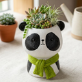 Panda Planter with blue Scarf – Cute Decorative Flower Pot (Plant not included)