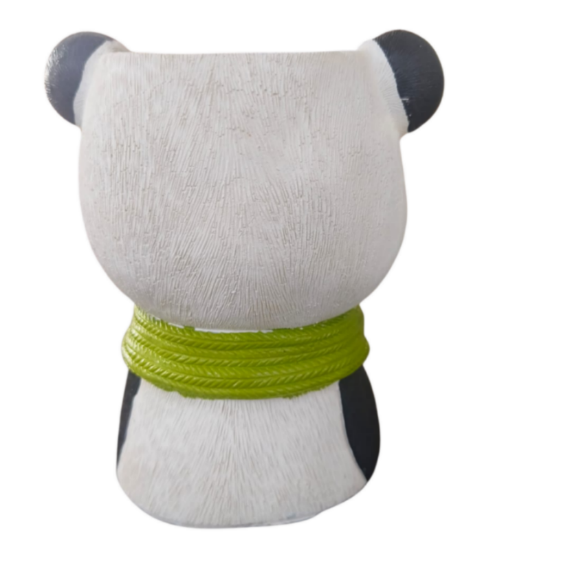 Panda Planter with blue Scarf – Cute Decorative Flower Pot (Plant not included)
