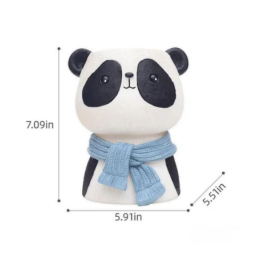 Cute Panda Resin Flower Pot - Large Animal Planter with Green Scarf (Plants not included)
