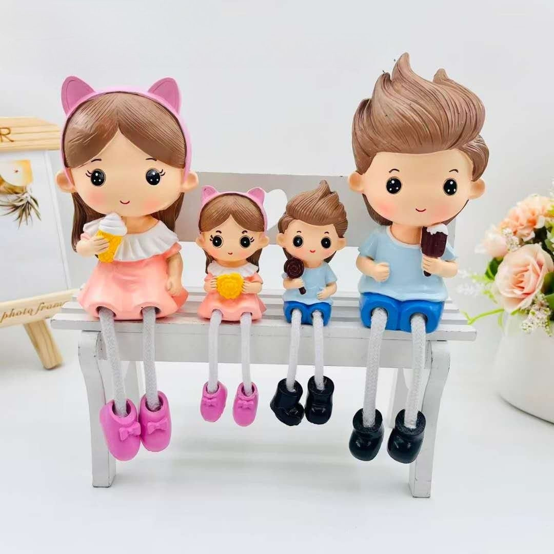 Ice cream Family Hanging Legs Figurine Decorative Statue