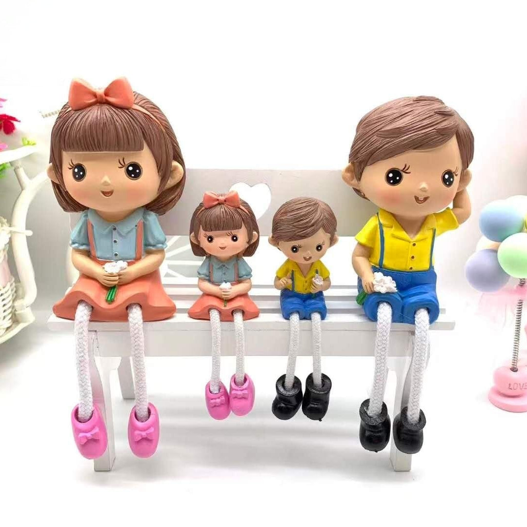 Couple with Kids Hanging Legs Showpiece