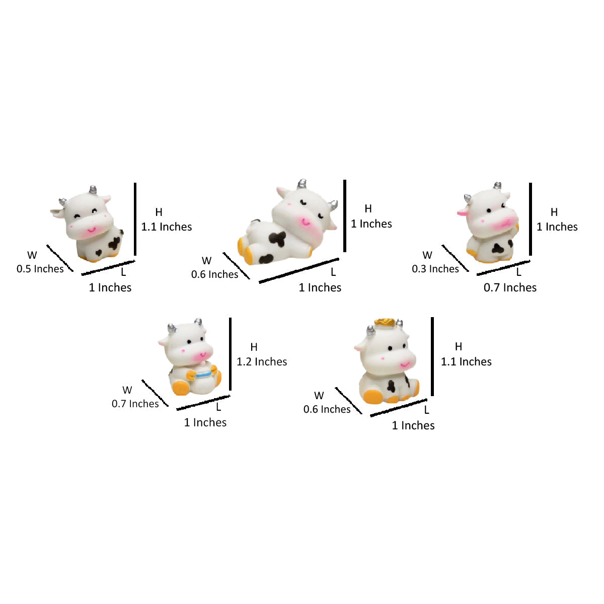 imported miniatures ( pack of 5) cows | Shelf Décor | Miniature Figurine| Shelf Décor | Resin Home décor | Gift Items| Fairy Garden Accessories | Doll House Accessories