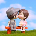 Couple Miniature Toys - Set of 2 Girl and Boy on bench (Blue)|Fairy garden accessories| Figurine Doll House Accessories | Bonsai Tray Garden Decor-2.1x0.9x2.3 inch