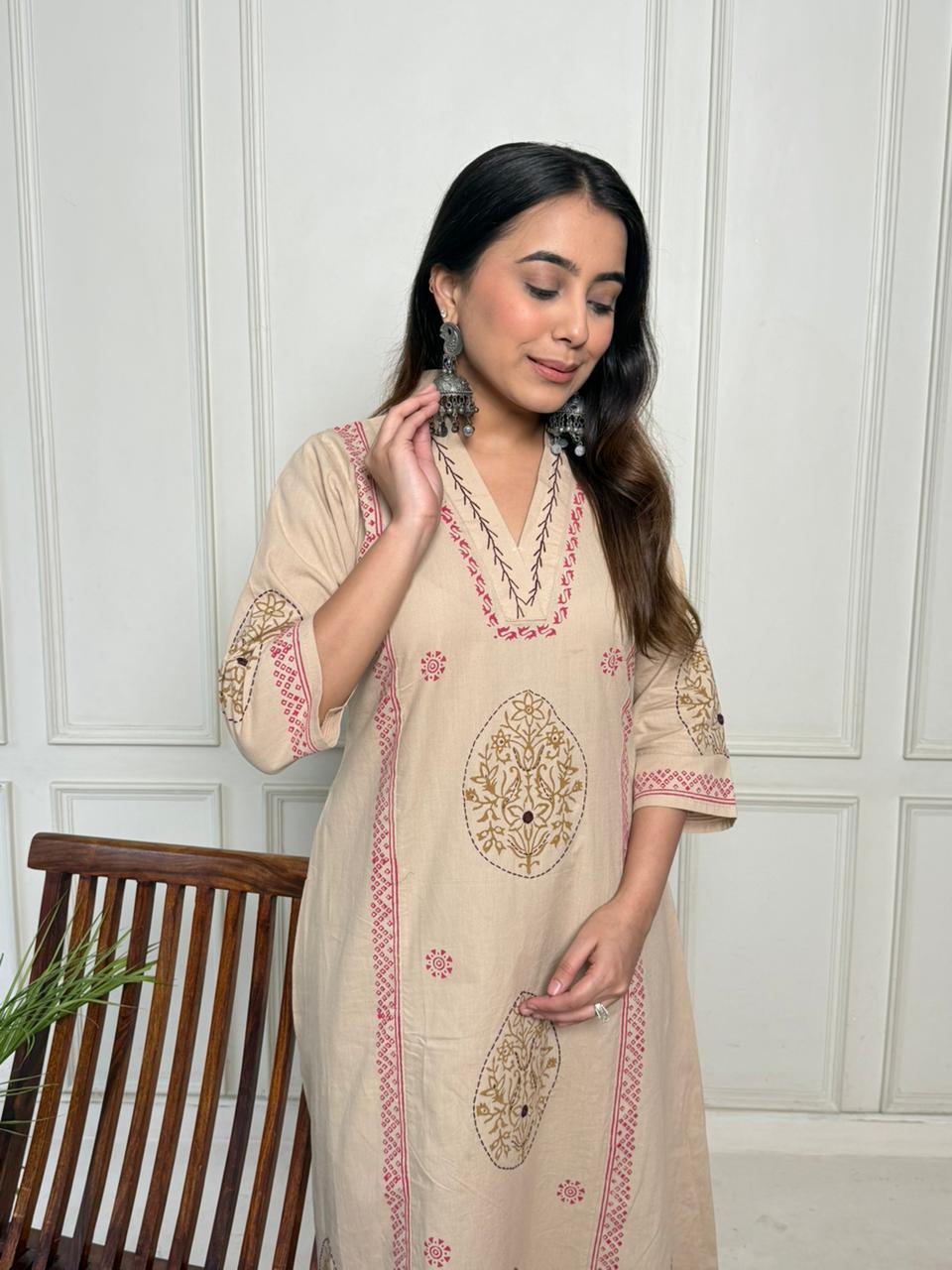 A LINE KURTI WITH PLAZO