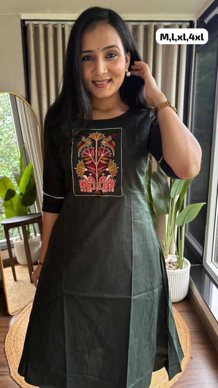 Aline kurti with one side pocket