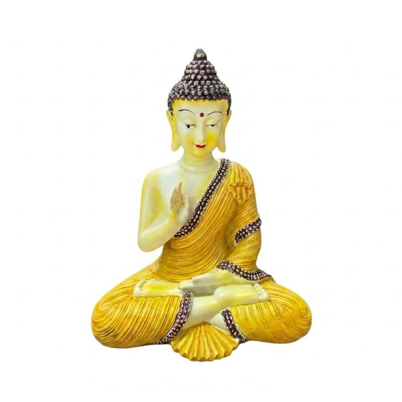 Meditating Buddha Statue – Yellow & Gold Robe Sitting Buddha