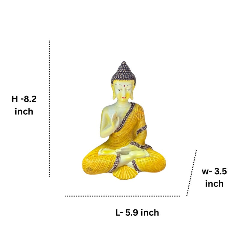 Meditating Buddha Statue – Yellow & Gold Robe Sitting Buddha