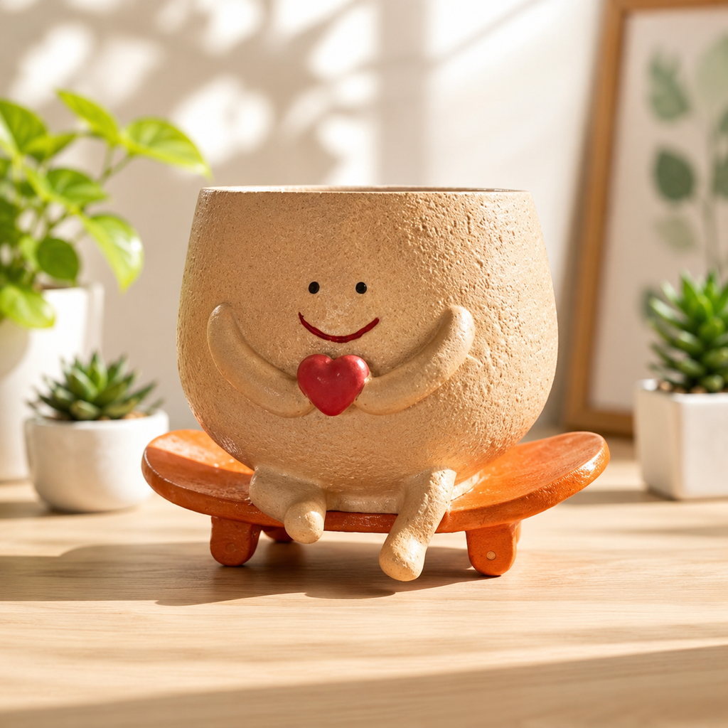 Smiley Face Head Planter for Indoor Plants,