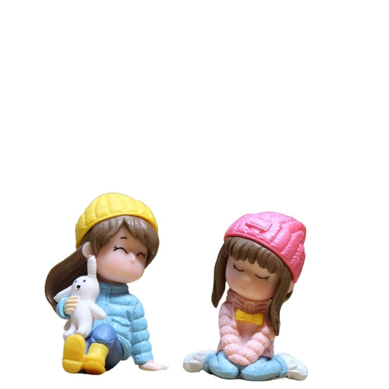 Imported Miniatures (2pc) Two Girls Sitting
