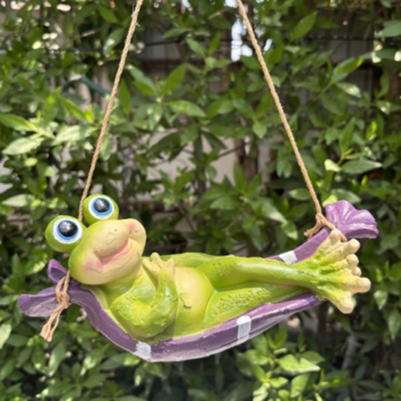 Frog on Hammock - Cheerful Garden & Indoor Hanging Décor