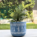 Terracotta Pot - Tribal Art Design - Decorative Plant Pot - For Indoor/Outdoor Decor, For Plants, Flowers, And Herbs Blue