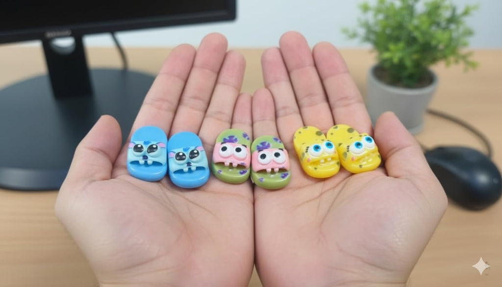 Set of 3) Pair Jigly Slippers