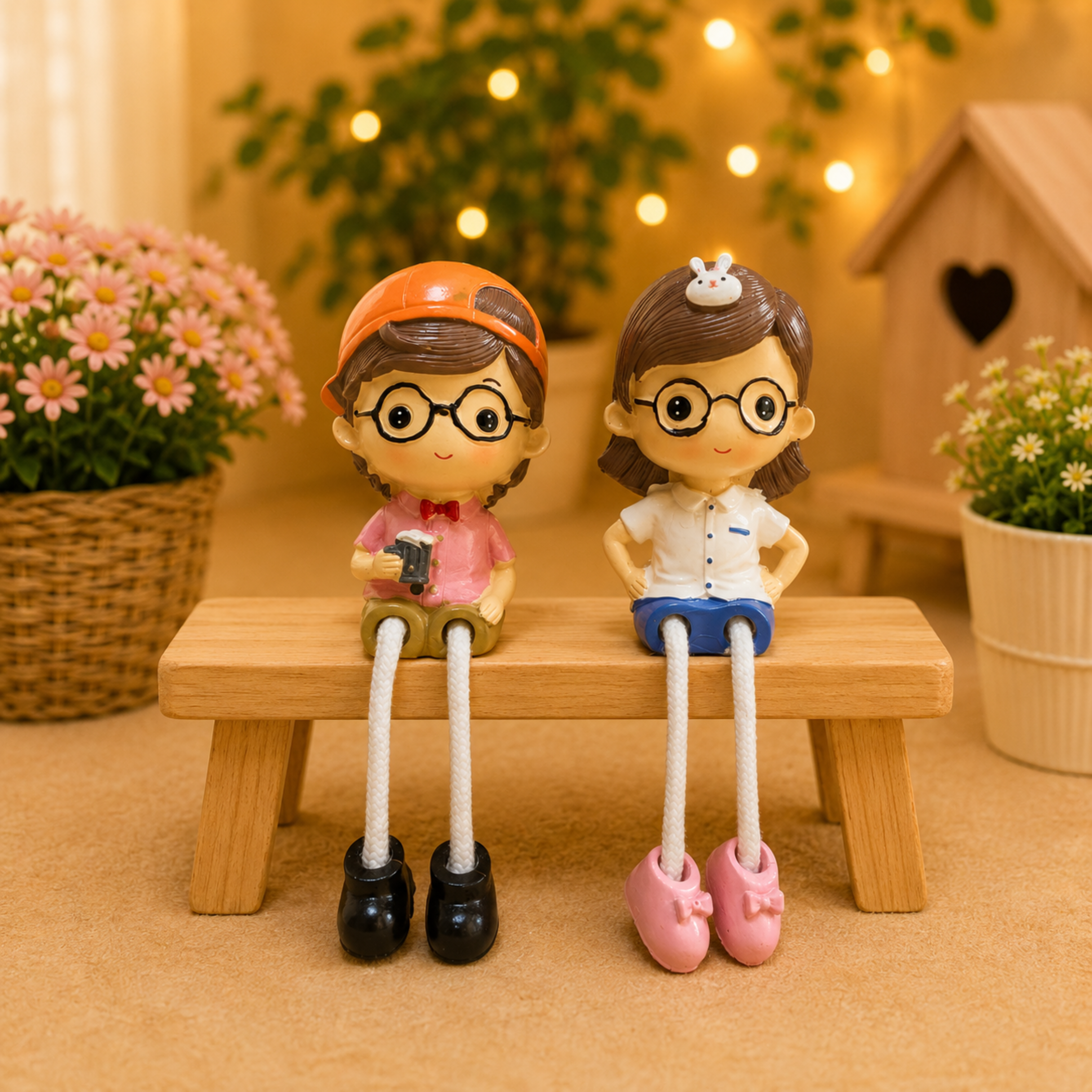 Hanging Legs Showpiece – Cute Family Figurine Decorative Statue