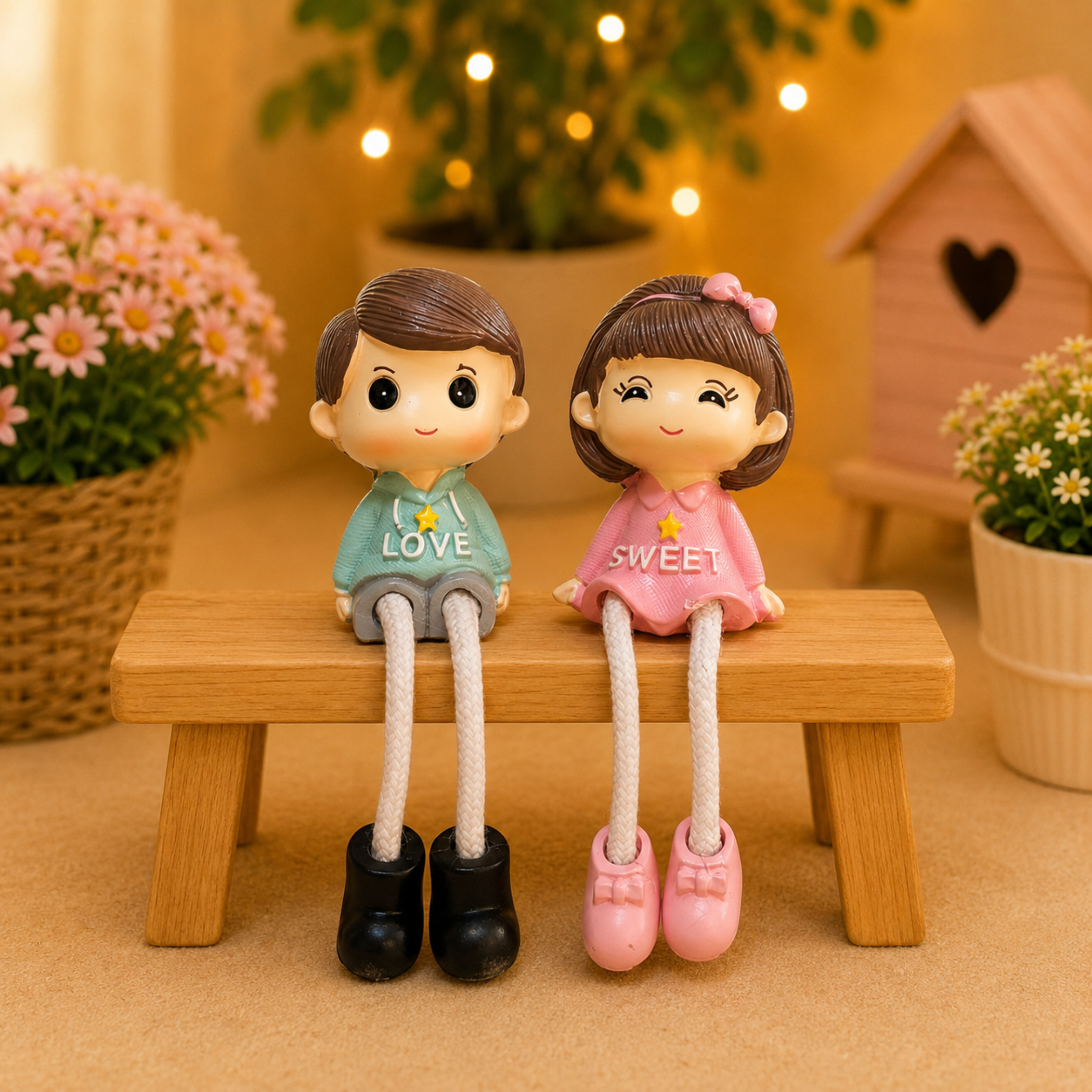 Hanging Legs Family Showpiece with Bouque