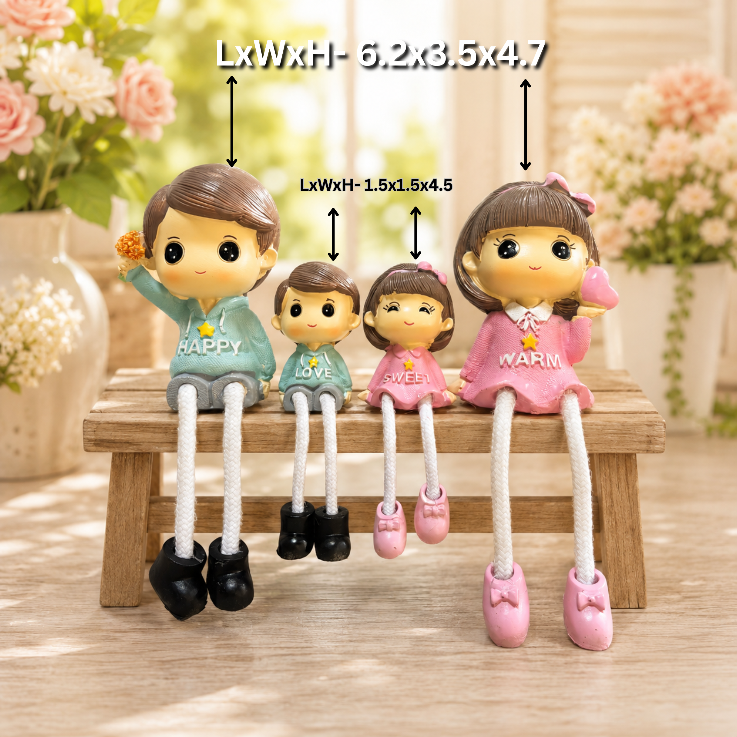 Hanging Legs Family Showpiece with Bouque