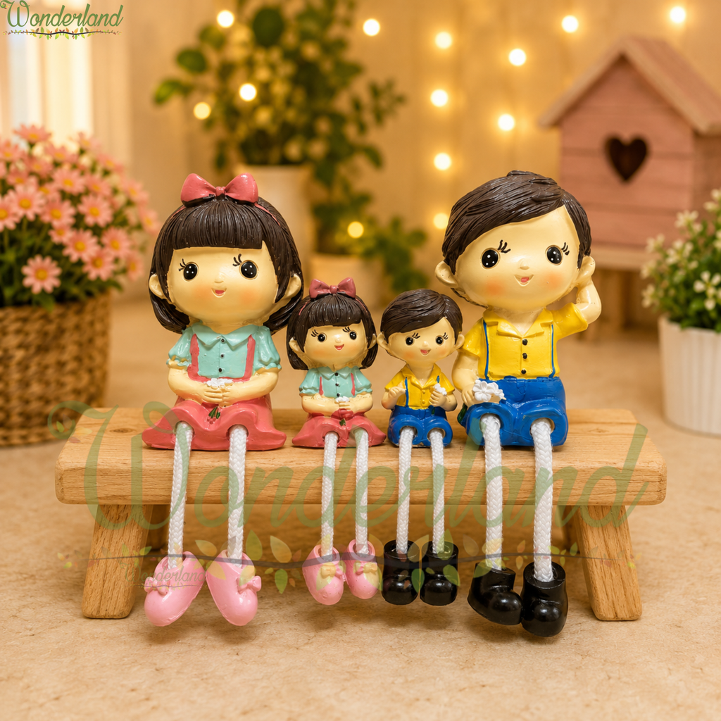 Couple with Kids Hanging Legs Showpiece