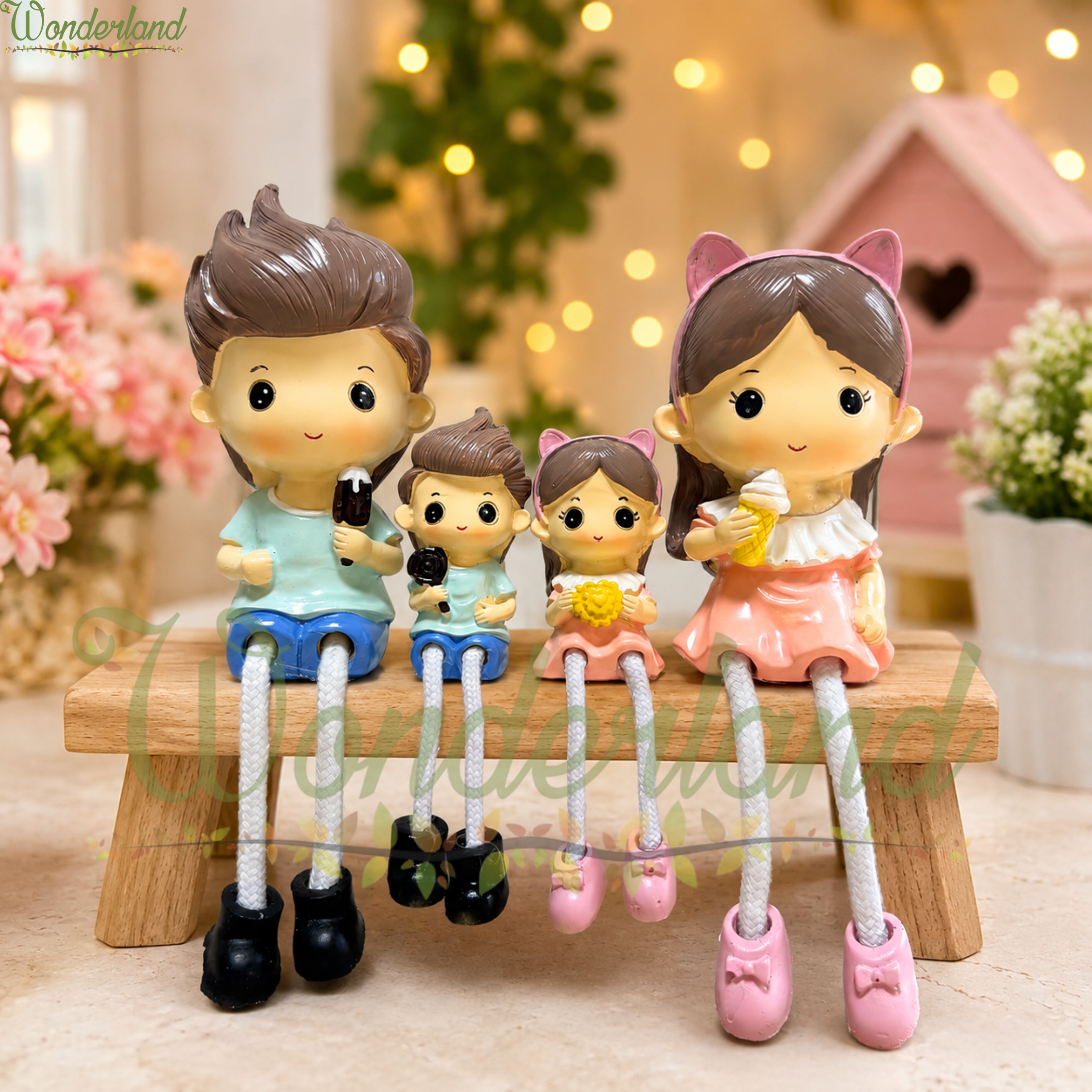 Ice cream Family Hanging Legs Figurine Decorative Statue