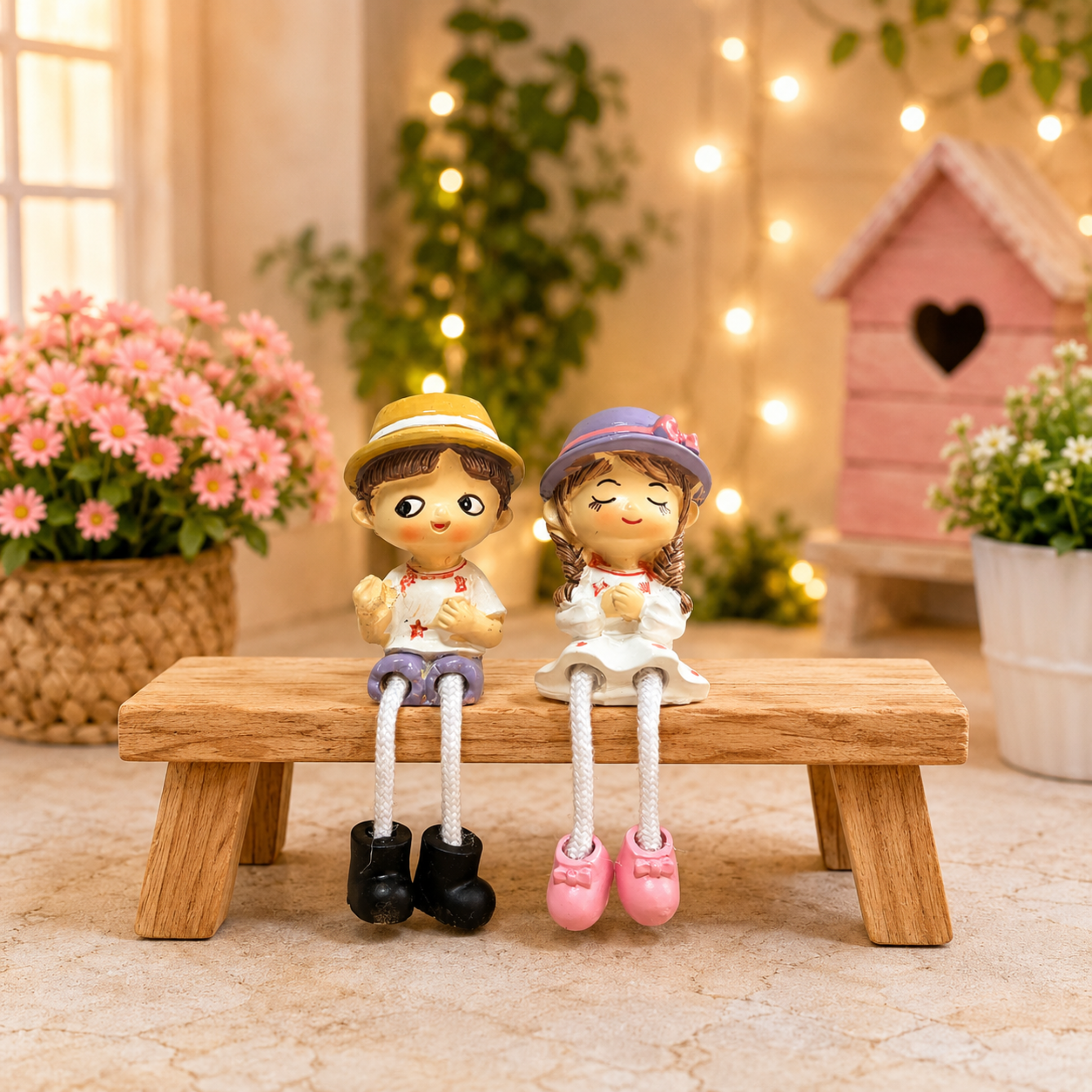 Hanging Legs Showpiece Drinking Juice  Figurine for Home Decoration