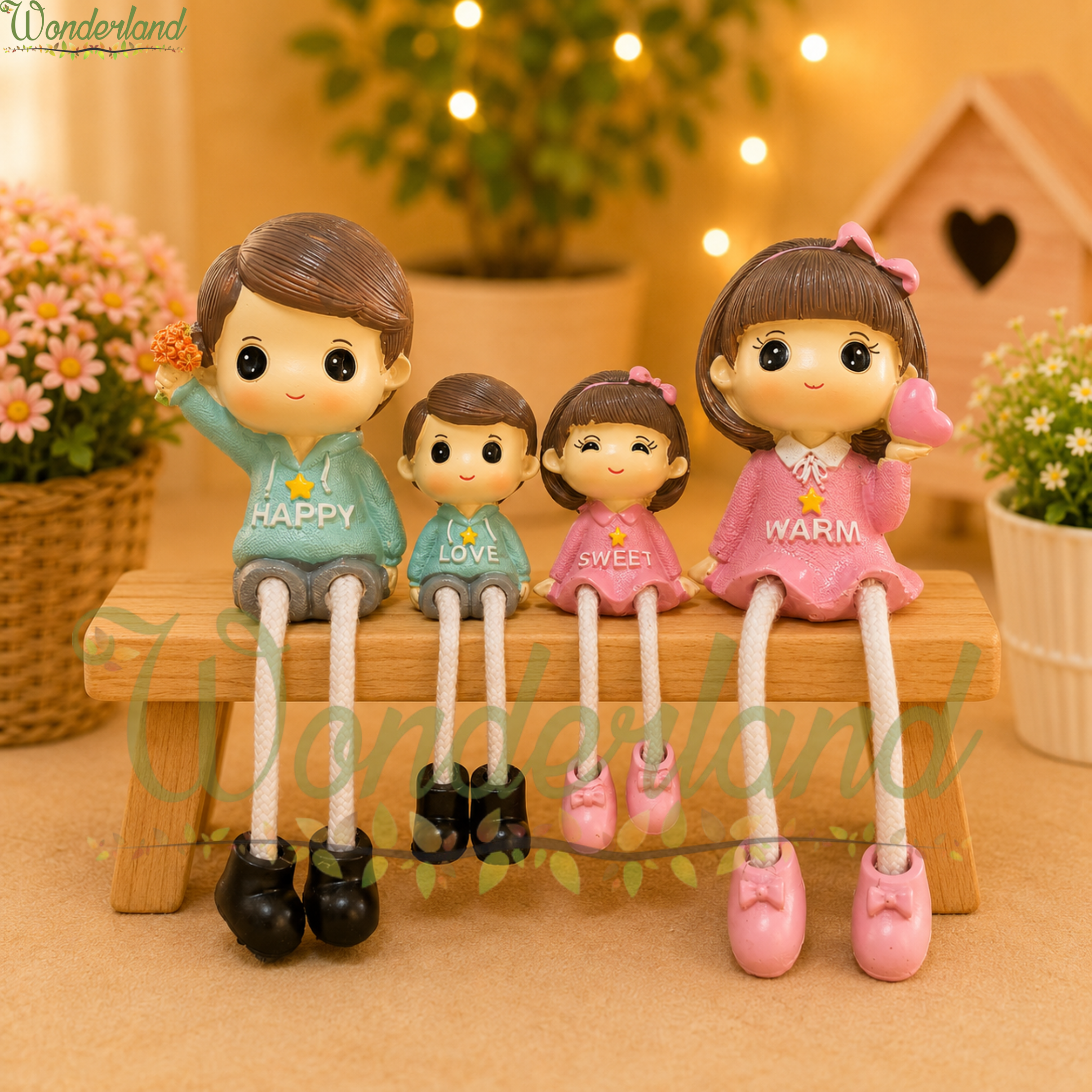 Hanging Legs Family Showpiece with Bouque