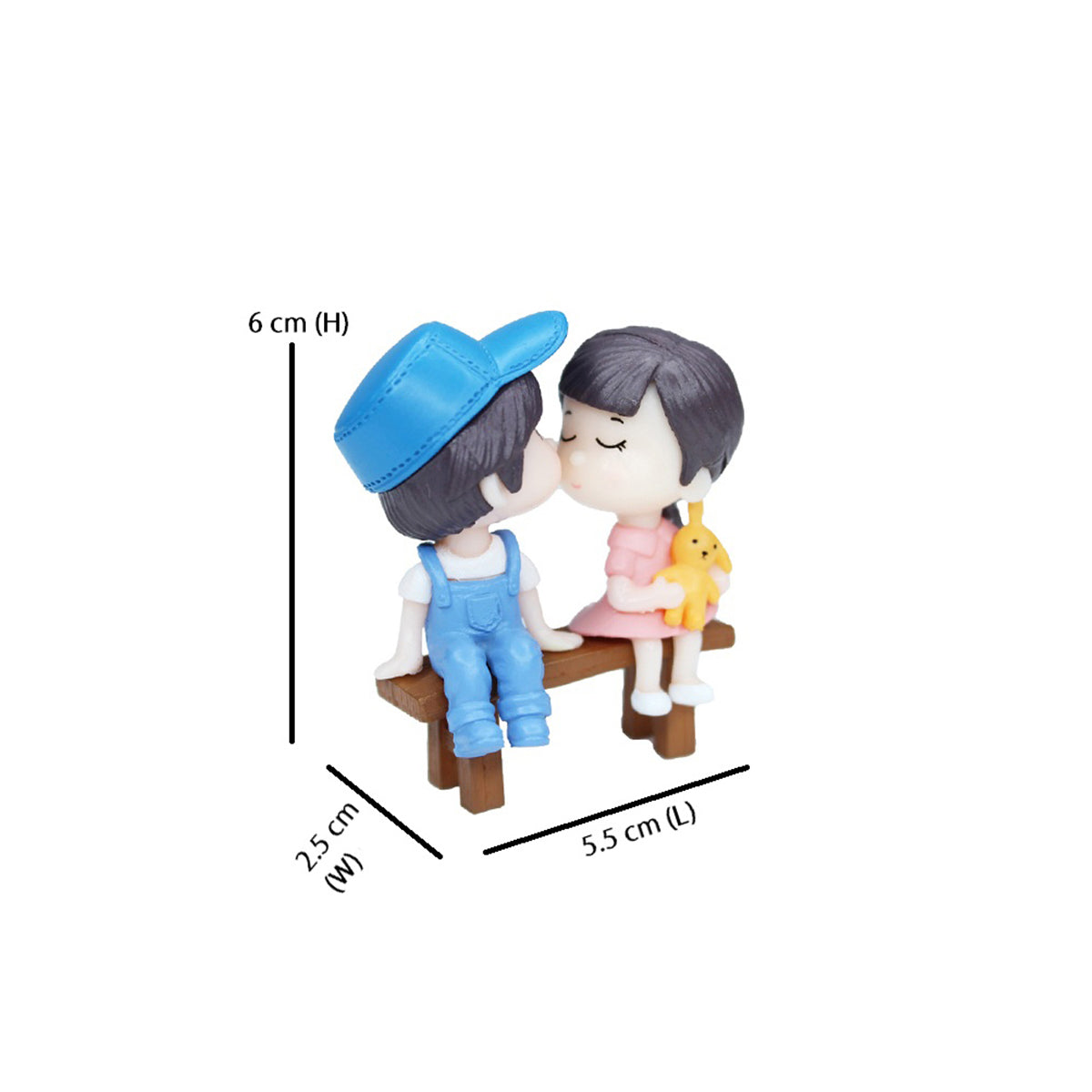 Couple Miniature Toys - Set of 2 Girl and Boy on bench (Blue)|Fairy garden accessories| Figurine Doll House Accessories | Bonsai Tray Garden Decor-2.1x0.9x2.3 inch