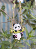 Adorable Hanging Panda on Bamboo Swing Figurine