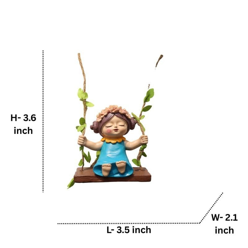 Garden Fairy Duo on Hanging Swings – Resin Figurine Blue & Yellow