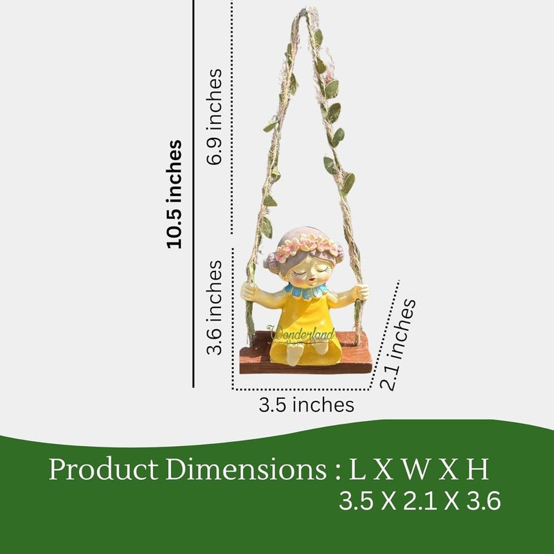 Garden Fairy Duo on Hanging Swings – Resin Figurine Blue & Yellow