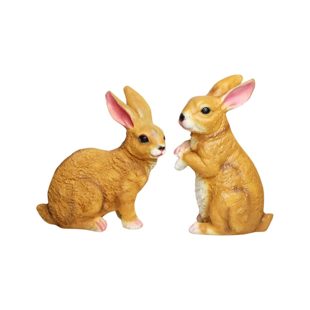 Set of 2 Brown Rabbits | Garden Decor