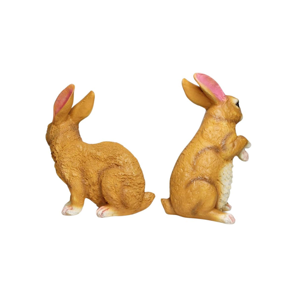 Set of 2 Brown Rabbits | Garden Decor