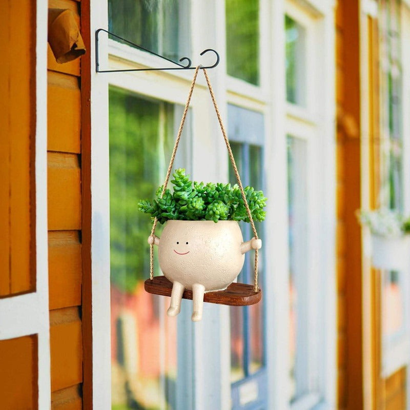 Whimsical Hanging Swing Planter – Handcrafted Ceramic Succulent Pot- Plant Not Included