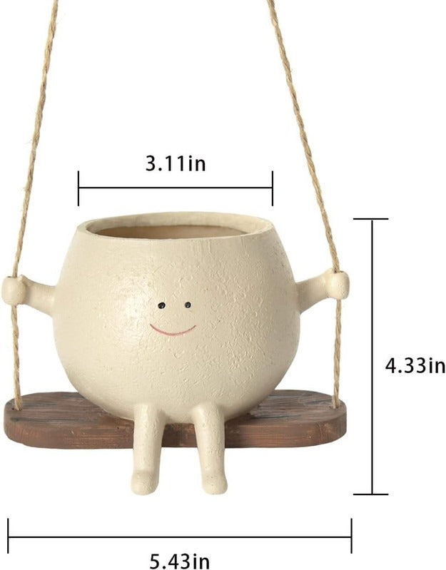 Whimsical Hanging Swing Planter – Handcrafted Ceramic Succulent Pot- Plant Not Included