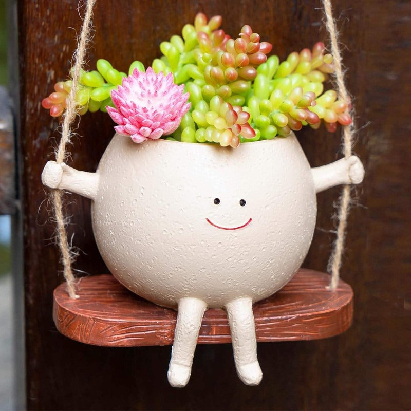 Whimsical Hanging Swing Planter – Handcrafted Ceramic Succulent Pot- Plant Not Included