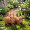 Realistic Double Bunny Figurine
