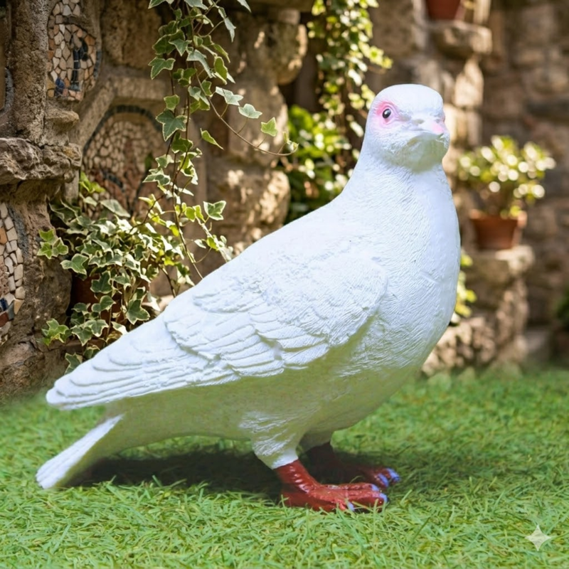 Realistic White Pigeon Garden Statue