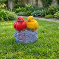 Vibrant Resin Lovebirds Welcome Sign Garden Statue