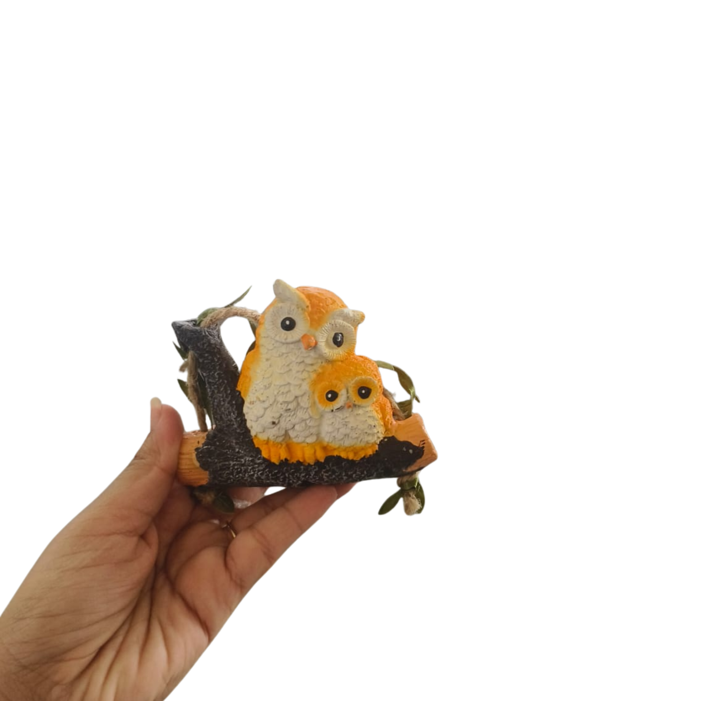 Cute Hanging Owl Couple Garden Statue Resin Owls on Tree Branch Swing