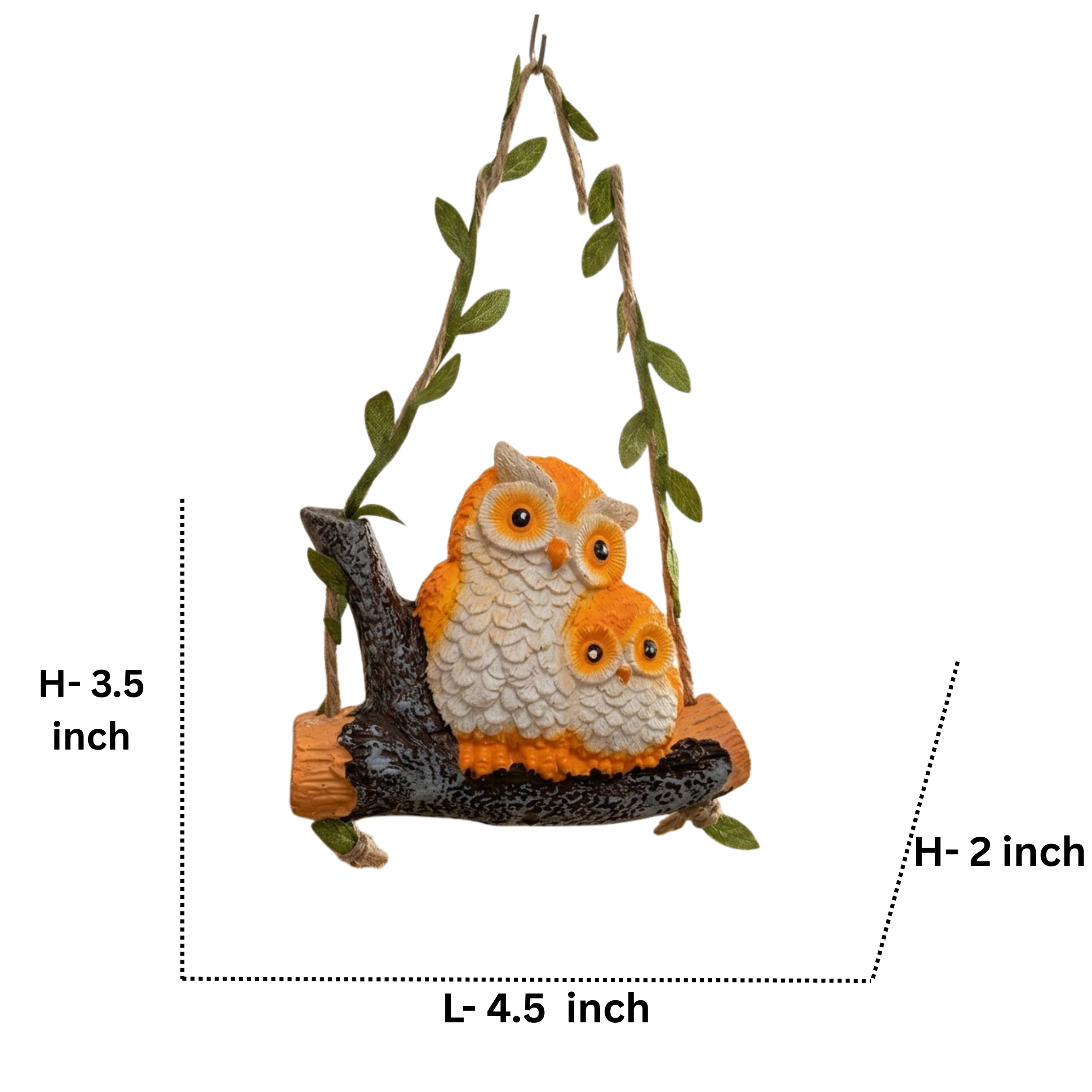 Cute Hanging Owl Couple Garden Statue Resin Owls on Tree Branch Swing