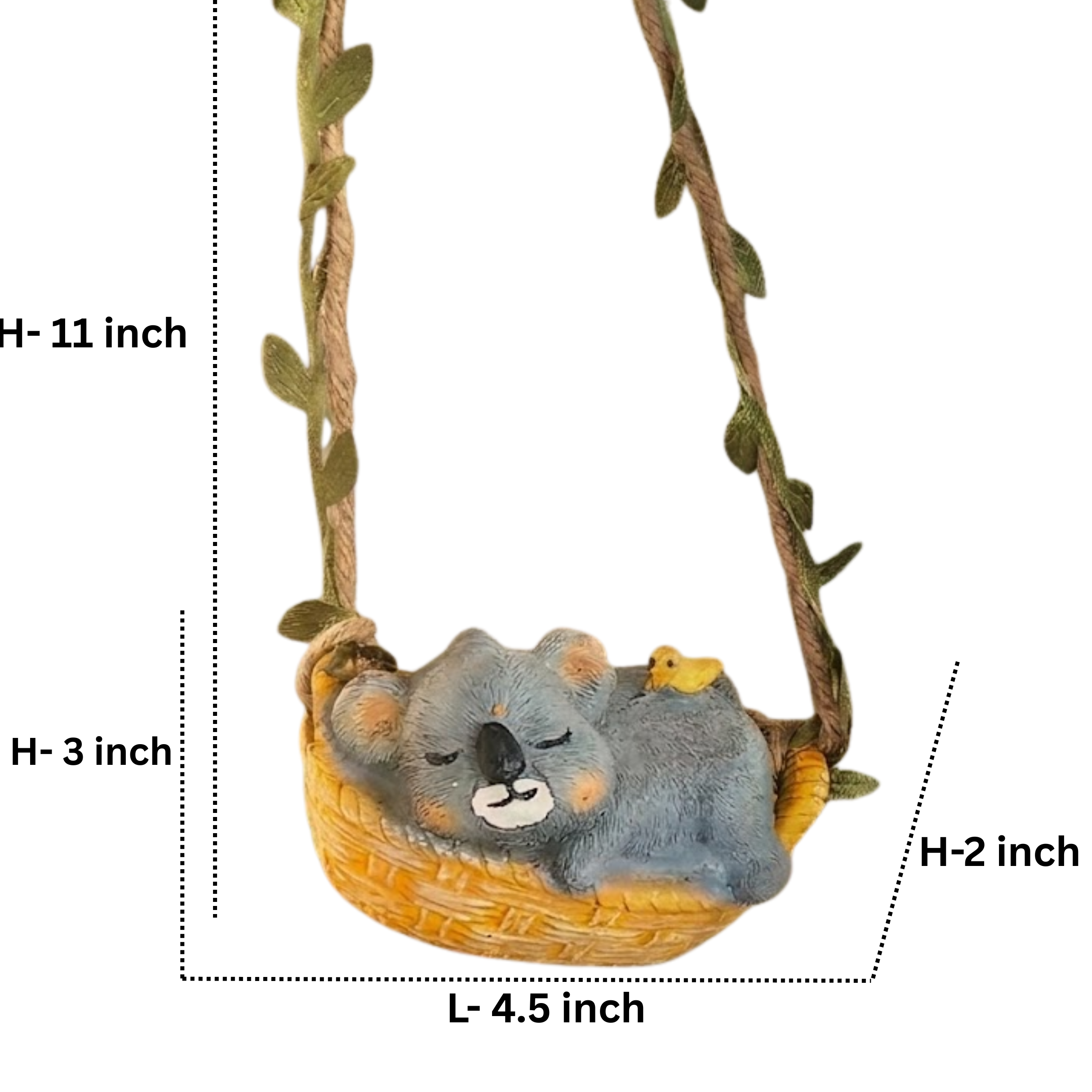 Sleeping Koala Garden Statue – Hanging Tree Decór with Swing Basket