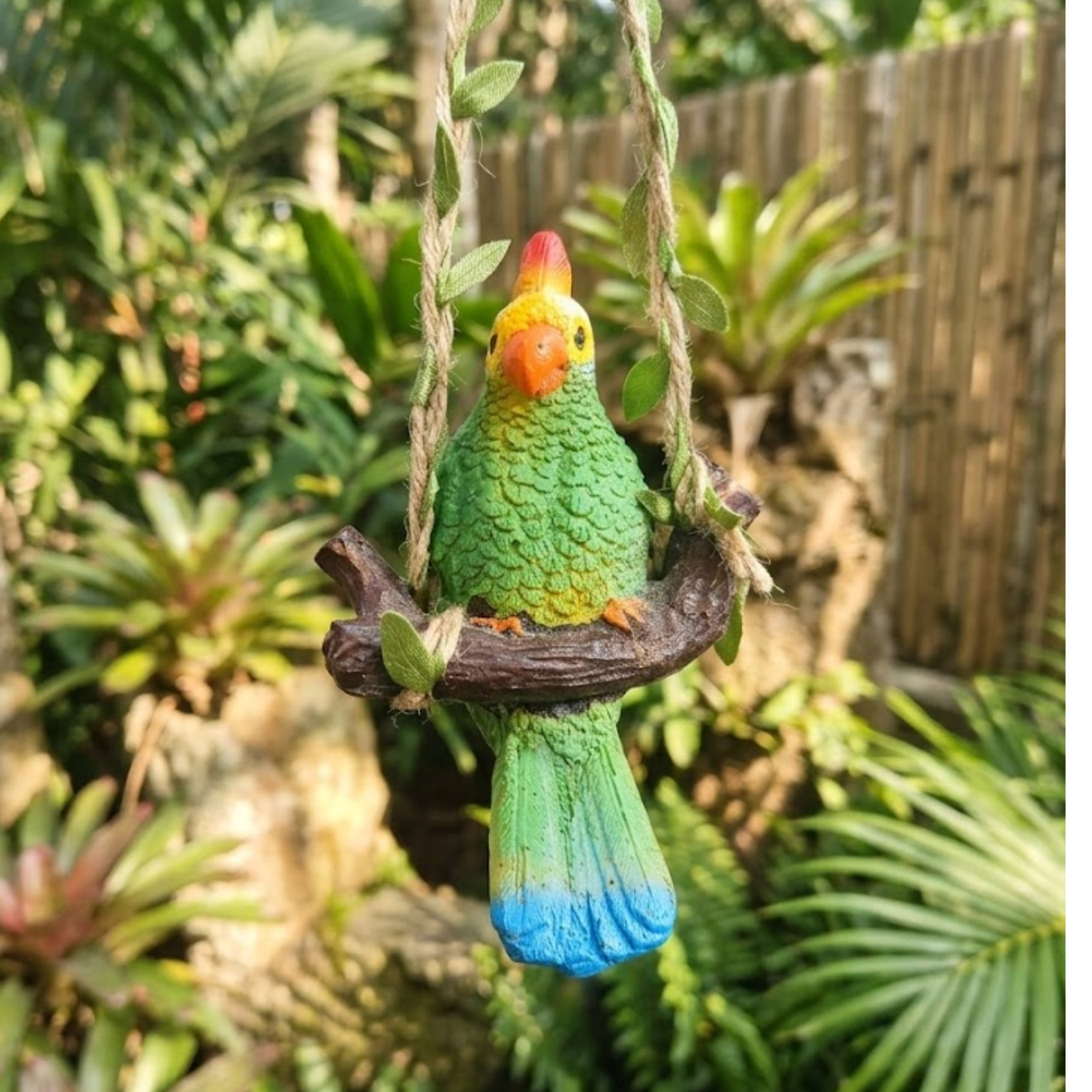 Decorative Hanging Parrot on Branch Figurine
