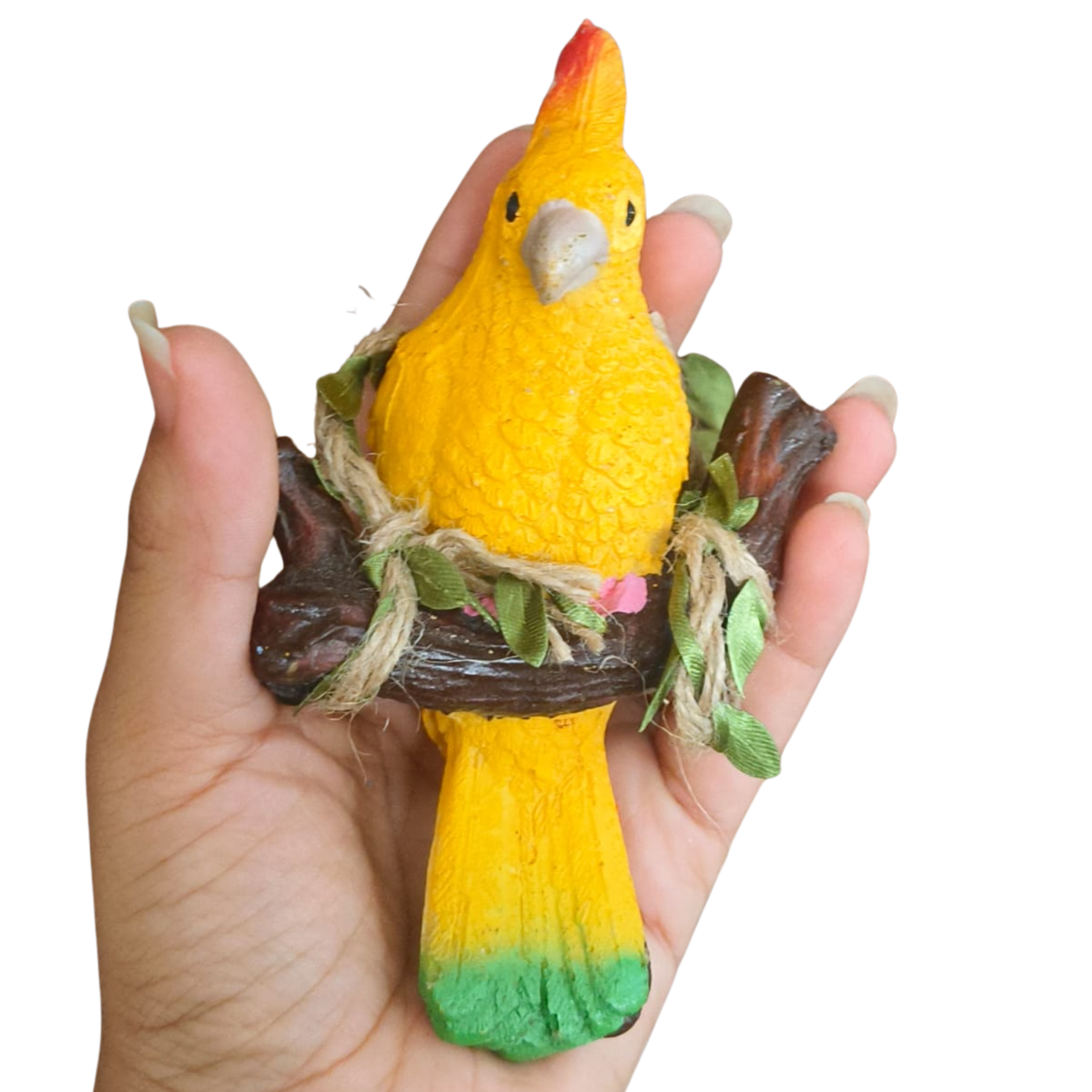 Vibrant Yellow Cockatoo Hanging Garden Statue