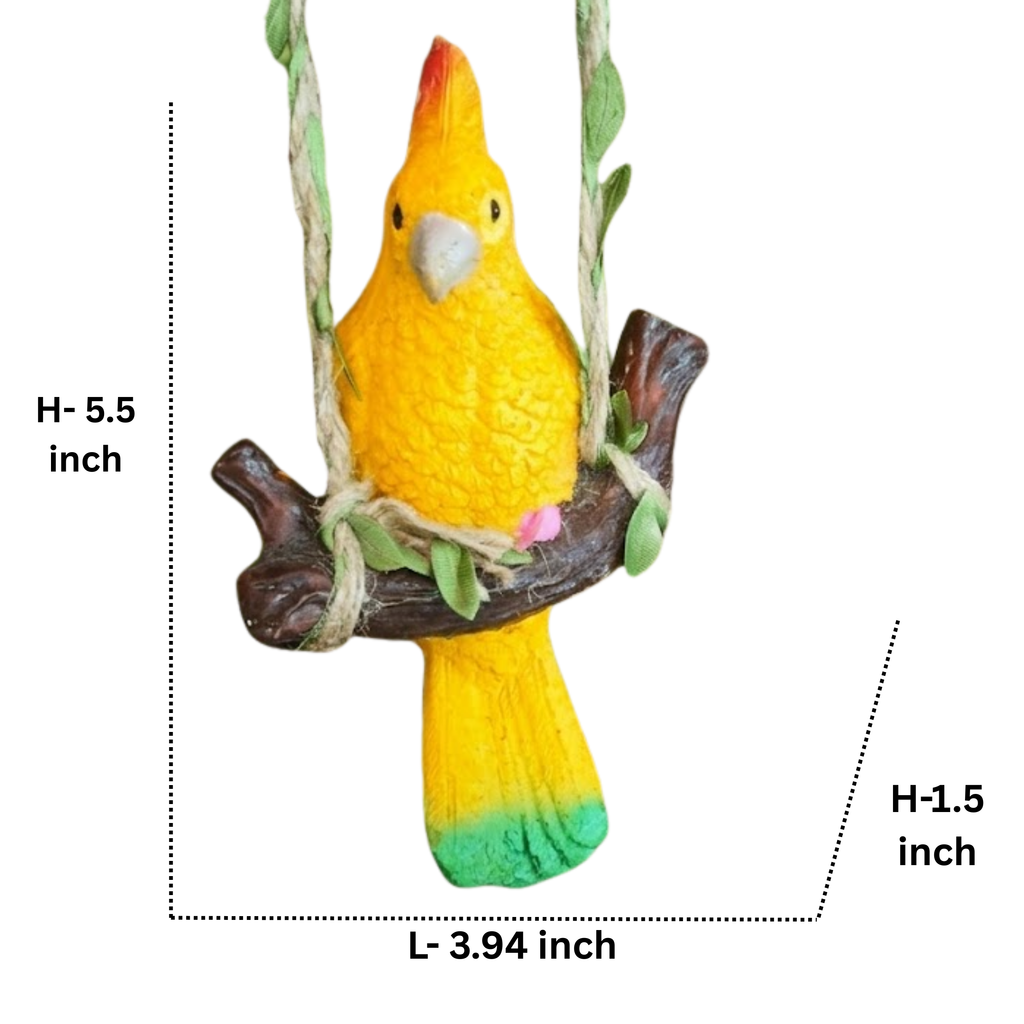 Vibrant Yellow Cockatoo Hanging Garden Statue