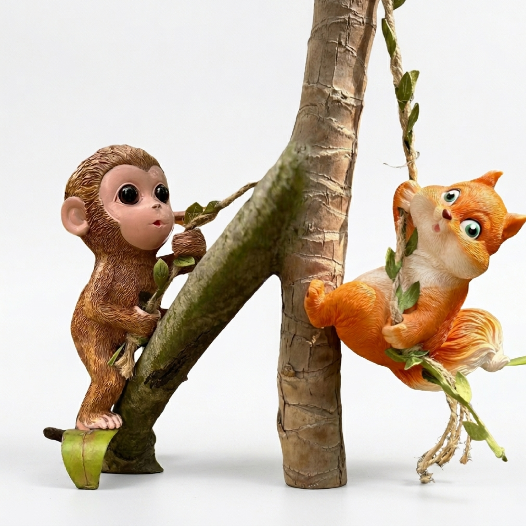 Cute Hanging Garden Ornaments - Climbing Monkey & FoxTree Hugger (Set of 2)